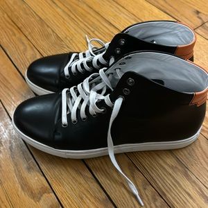 French Connection UK, black leather sneakers